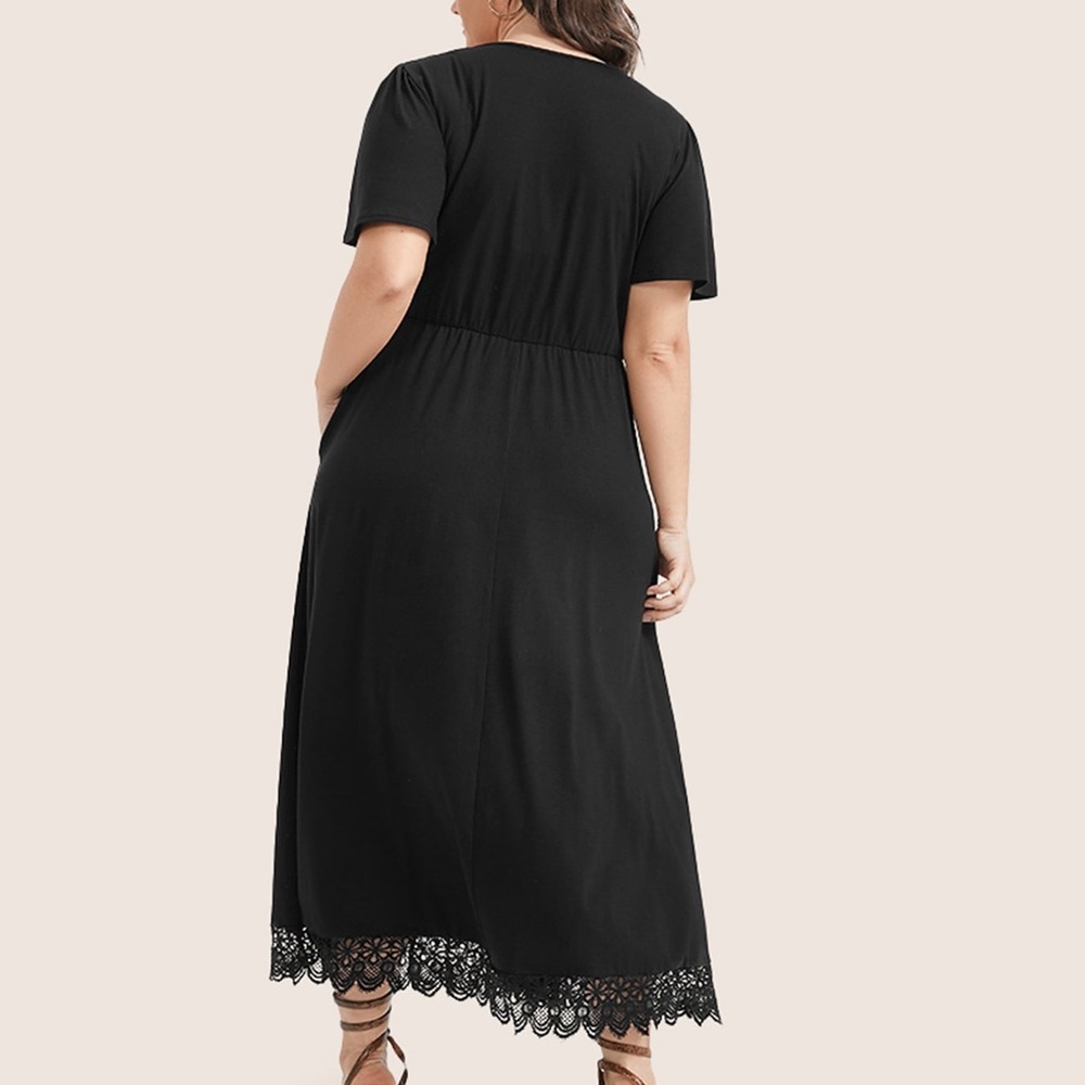 Bloomchic Solid Black Pocket Lace Split Maxi Dres… - image 3